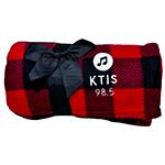2025 Red & Black Plaid Fleece Blanket with 98.5 KTIS logo