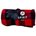 2025 Red & Black Plaid Fleece Blanket with Spirit FM logo
