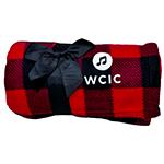 2025 Red & Black Plaid Fleece Blanket with WCIC logo