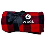 2025 Red & Black Plaid Fleece Blanket with WBGL logo